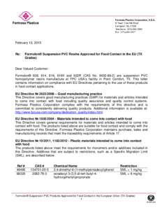 Formosa Plastics Corp / Polyvinyl chloride / Plastic / European Union directives / Chemistry / Manufacturing / Materials science / Epoxidized soybean oil / Dielectrics / Food safe symbol / Symbols