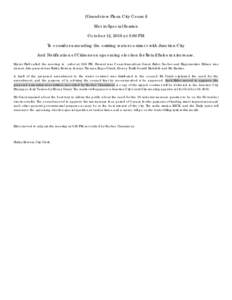 [Grandview Plaza City Council Met in Special Session October 12, 2010 at 5:00 PM To consider amending the existing water contract with Junction City And Notification of Citizens on upcoming election for Retail Sales tax 