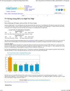 TV Viewing Among Kids at an Eight-Year High | Nielsen Wire