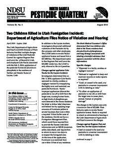 NORTH DAKOTA  North Dakota State University Fargo, ND[removed]PESTICIDE QUARTERLY