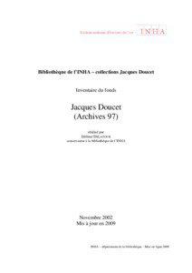 Bibliothèque de l’INHA – collections Jacques Doucet  Inventaire du fonds