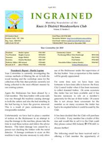 April[removed]INGRAINED Monthly Newsletter of the  Knox & District Woodworkers Club