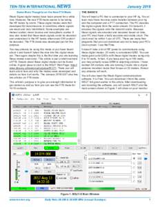 TEN-TEN INTERNATIONAL NEWS	 Some More Thoughts on the New FT8 Mode January 2018 THE BASICS