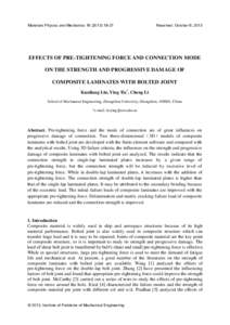 Effects of Pre-tightening force and connection mode on the strength and progressive damage of composite laminates with bolted joint