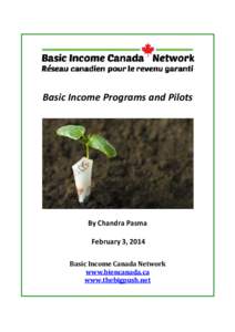 Basic Income Programs and Pilots  By Chandra Pasma February 3, 2014 Basic Income Canada Network www.biencanada.ca