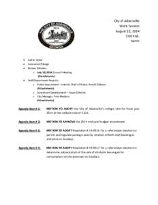 City of Adairsville Work Session August 12, 2014 7:00 P.M. Agenda