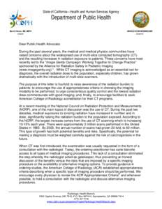 State of California—Health and Human Services Agency  Department of Public Health Mark B Horton, MD, MSPH Director