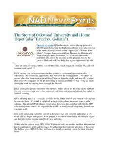 April 8, 2013  The Story of Oakwood University and Home Depot (aka 