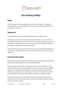 Microsoft Word - Website - Privacy Policy Statement - Web 2014