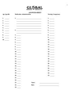 1  ANSWER SHEET Age Specific  Medication Administration