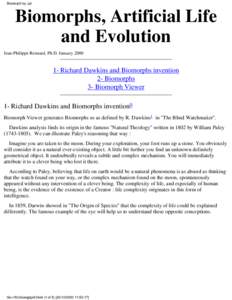 Biomorph by Jpr  Biomorphs, Artificial Life and Evolution Jean-Philippe Rennard, Ph.D. January 2000