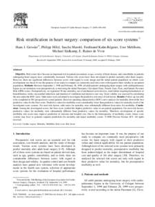 European Journal of Cardio-thoracic Surgery±406 www.elsevier.com/locate/ejcts Risk strati®cation in heart surgery: comparison of six score systems q Hans J. Geissler*, Philipp HoÈlzl, Sascha Marohl, Ferd