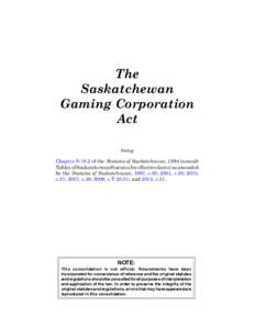 Saskatchewan Gaming Corporation Act