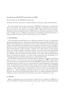 Results from BRAHMS experiment at RHIC Eun-Joo Kima for the BRAHMS Collaboration a Institute of Proton Accelerator, Chonbuk National University, Jeonju, [removed], Korea