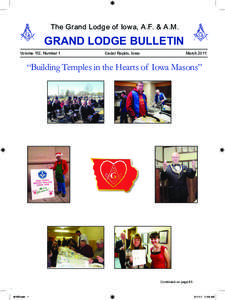 The Grand Lodge of Iowa, A.F. & A.M.  GRAND LODGE BULLETIN Volume 112, Number 1  Cedar Rapids, Iowa
