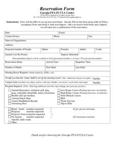 Reservation Form Georgia FFA-FCCLA Center 720 FFA FHA Camp Road • Covington, Georgia[removed]Tel[removed] • Fax[removed] • Email [removed]