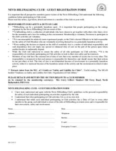 NEVIS HILLWALKING CLUB – GUEST REGISTRATION FORM It is important that all prospective members/guests/visitors of the Nevis Hillwalking Club understand the following conditions before participating in Club events. Pleas