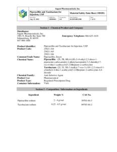 Sagent Pharmaceuticals, Inc.  Piperacillin and Tazobactam for Injection, USP  Material Safety Data Sheet (MSDS)