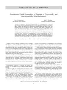 Spontaneous Facial Expressions of Emotion of Congenitally and Noncongenitally Blind Individuals