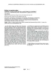 JOURNAL OF GEOPHYSICAL RESEARCH, VOL. 108, NO. D16, 8605, doi:[removed]2003JD003924, 2003  Preface to special section: GEWEX Continental-Scale International Project (GCIP)-3 Alan Robock Department of Environmental Science