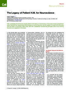 The Legacy of Patient H.M. for Neuroscience