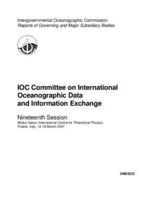 Intergovernmental Oceanographic Commission Reports of Governing and Major Subsidiary Bodies IOC Committee on International Oceanographic Data and Information Exchange