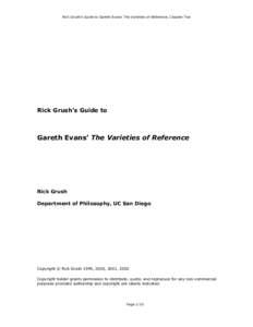 Rick Grush’s Guide to Gareth Evans’ The Varieties of Reference, Chapter Two  Rick Grush’s Guide to Gareth Evans’ The Varieties of Reference
