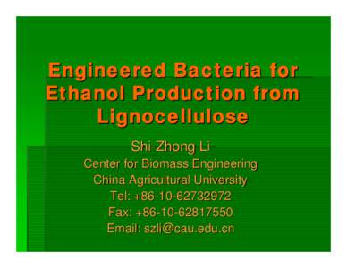 Engineered Bacteria for Ethanol Production from Lignocellulose