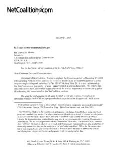 January 17,2007  Ms. Nancy M. Morris Secretary U.S. Securities and Exchange Commission 100 F. St. N.E.