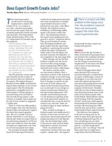 Does Export Growth Create Jobs? Timothy Slaper, Ph.D. Director of Economic Analysis, Indiana Business Research Center, Indiana University Kelley School of Business T  hat increasing exports