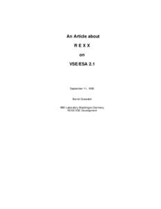 An Article about REXX on VSE/ESA 2.1  September 11, 1995