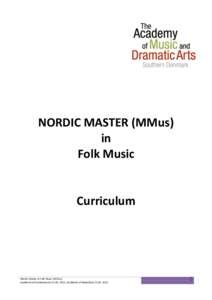 NORDIC MASTER (MMus) in Folk Music Curriculum