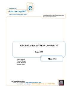 GLOBAL E-READINESS FOR WHAT