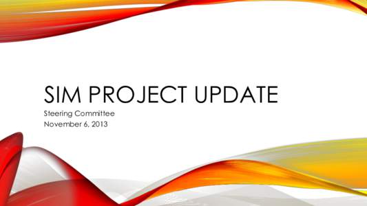 SIM PROJECT UPDATE Steering Committee November 6, 2013 CMMI REVERSE SITE VISIT OCTOBER 2013