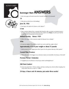 ACTIVITY SHEET  Scavenger Hunt ANSWERS