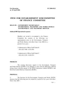 For discussion on 28 April 2004 EC[removed]ITEM FOR ESTABLISHMENT SUBCOMMITTEE