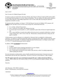 Missouri Department of Health and Senior Services P.O. Box 570, Jefferson City, MO[removed]Phone: [removed]FAX: [removed]RELAY MISSOURI for Hearing and Speech Impaired[removed]VOICE[removed]Gail