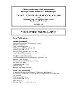 Transition Services Resource Guide