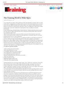 Hello Visitor! The Training World is Wide Open | trainingmag.com Log In or Register