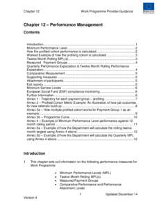 Chapter 12  Work Programme Provider Guidance Chapter 12 – Performance Management Contents