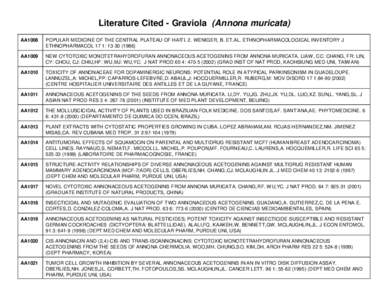 Literature Cited - Graviola (Annona muricata) AA1008