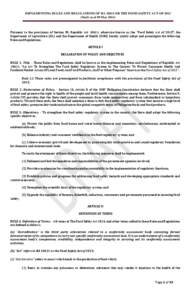 IMPLEMENTING RULES AND REGULATIONS OF RA[removed]OR THE FOOD SAFETY ACT OF[removed]Draft as of 09 May 2014)