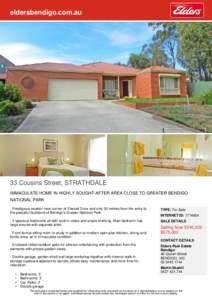 eldersbendigo.com.au  33 Cousins Street, STRATHDALE IMMACULATE HOME IN HIGHLY SOUGHT-AFTER AREA CLOSE TO GREATER BENDIGO NATIONAL PARK - Prestigious location near corner of Elwood Drive and only 30 metres from the entry 