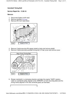 ALLDATA Online[removed]Land Rover Freelander (LN) V6-2.5L - Camshaft Timing Belt  Page 1 of 13 Camshaft Timing Belt Service Repair No[removed]