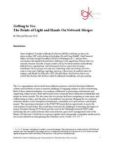 Getting to Yes: The Points of Light and Hands On Network Merger By Deborah Edward, Ph.D.