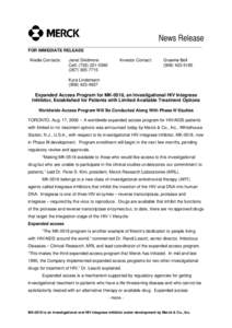 Medicine / Integrase inhibitors / Amides / Organofluorides / Merck & Co. / Readington /  New Jersey / Antiretroviral drug / HIV / Raltegravir / Chemistry / HIV/AIDS / Health