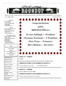 Official Newsletter of Arizona Society of Practicing Accountants  Affiliated with the National Society of Accountants July—August 2009 Volume XV Issue 1  President