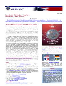 XX  June 2009 Newsletter for English Teachers About the USA – Virtual Classroom