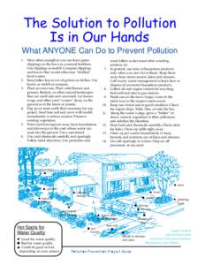 The Solution to Pollution Is in Our Hands What ANYONE Can Do to Prevent Pollution 1.  2.