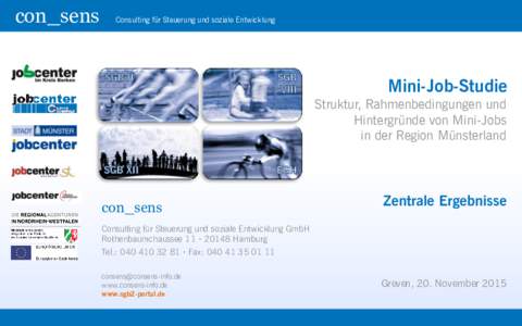 con_sens  Consulting für Steuerung und soziale Entwicklung Mini-Job-Studie Struktur, Rahmenbedingungen und